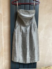 Vallen Australia Silver Metallic Strapless Evening Party Dress Size 8