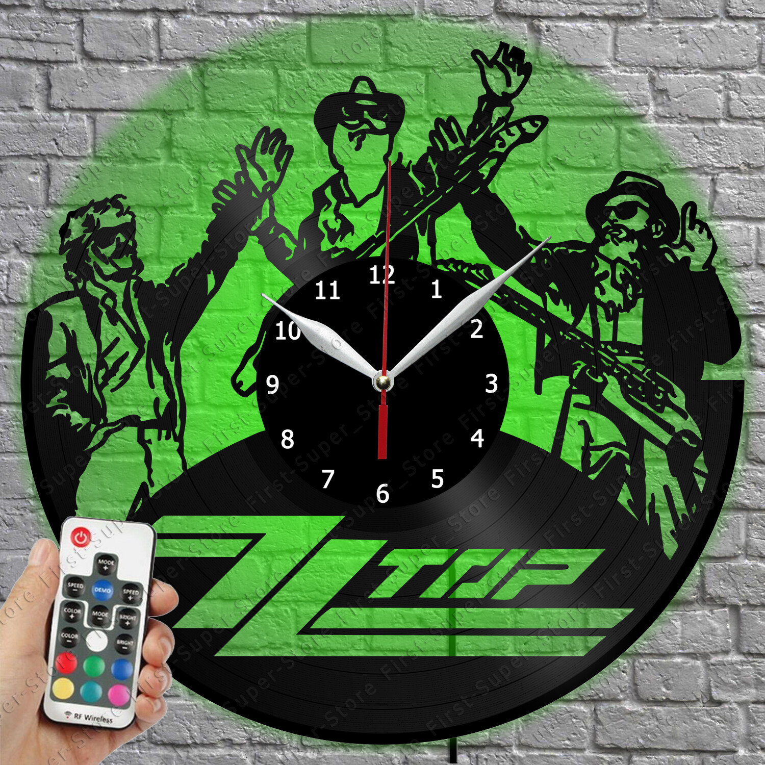 LED Clock with ZZ Top Vinyl Record Design and 1920 LED Light