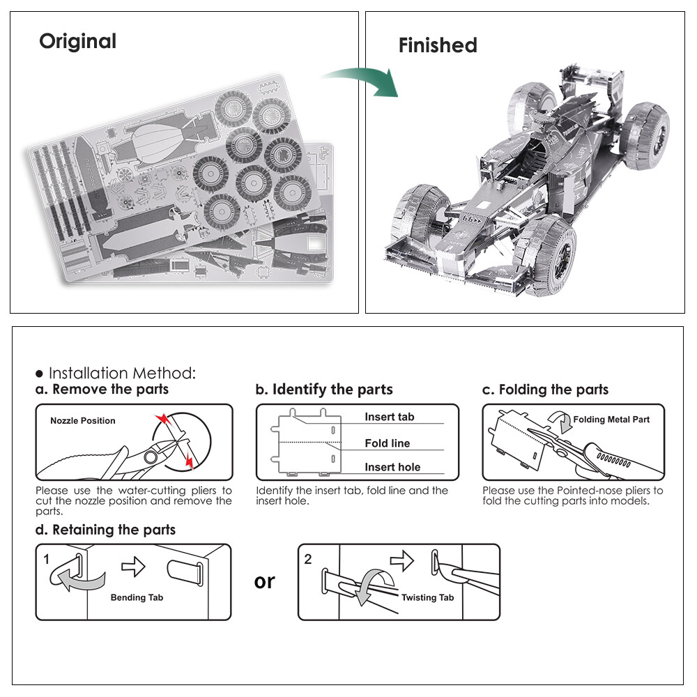 Piececool 3d Model Kits Racing Car Metal Model Puzzles Holiday Gifts Kits Toys