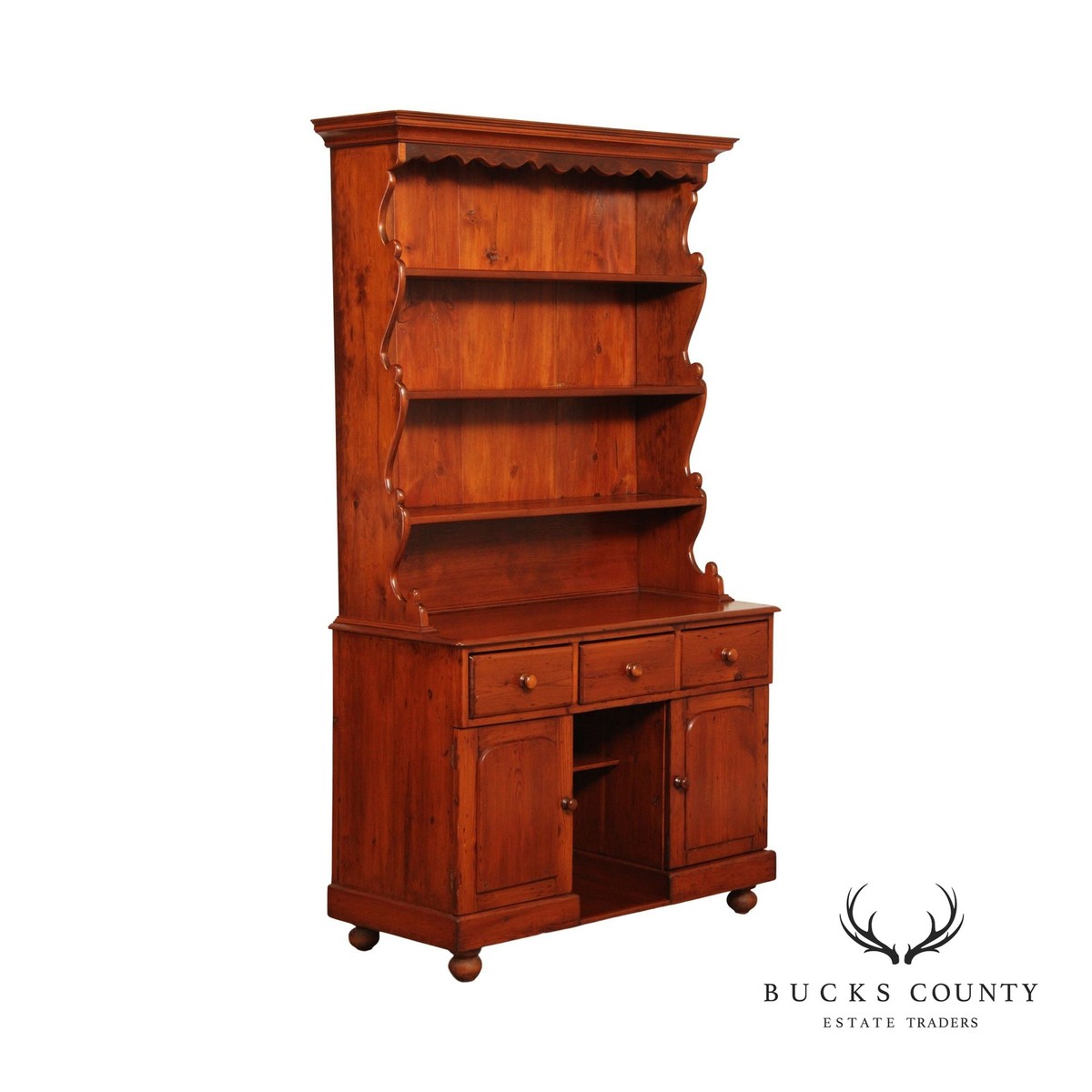Antique 19th C. Early American Pine Cupboard Hutch | eBay