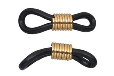 Black Rubber Adjustable with Gold Brass Coil Eyeglass Holders