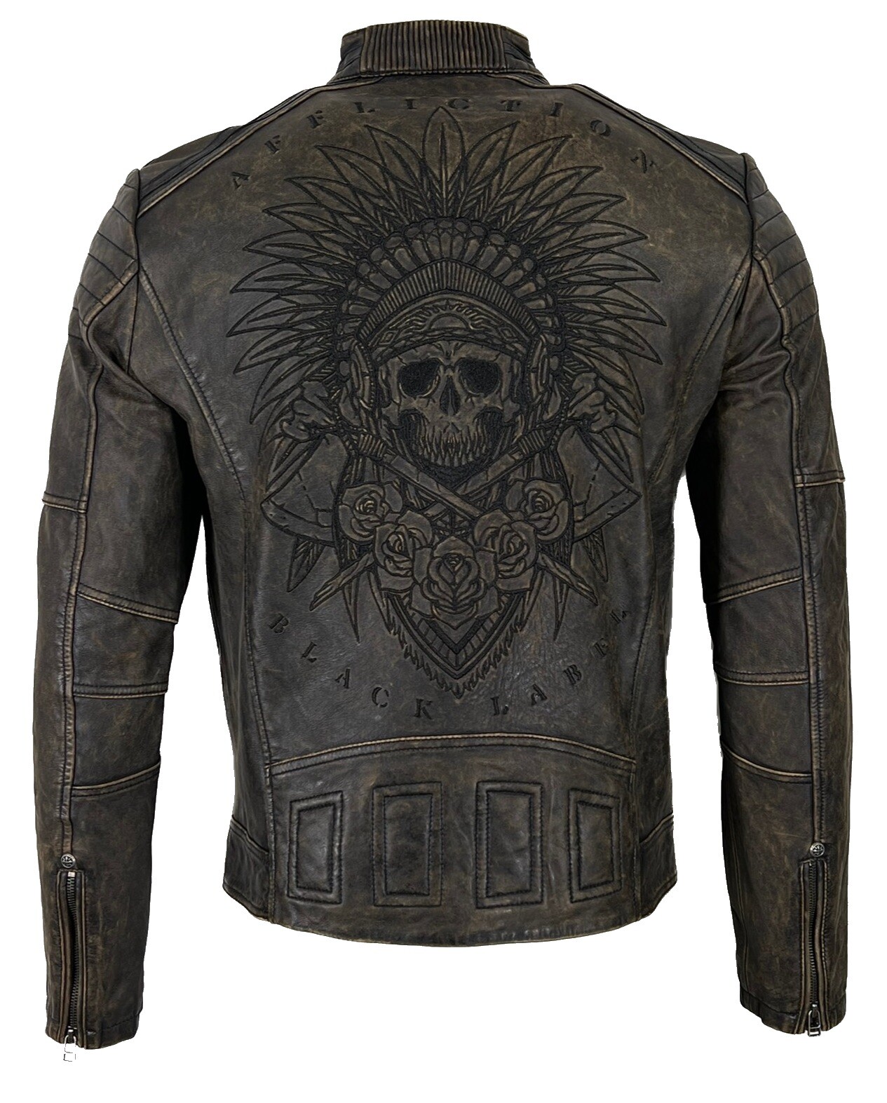 Affliction Men's Leather Jacket Brown 
