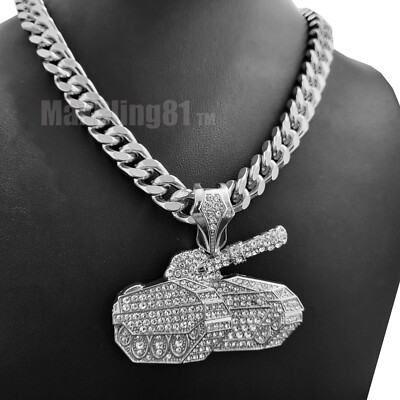 Iced Icy Large NO LIMIT TANK Pendant & 10mm Cuban Chain Hip