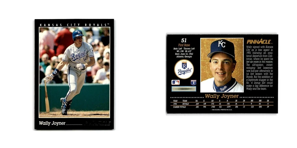 Wally Joyner 1993 Pinnacle #51 Kansas City Royals Baseball Card NM - Image 3 of 3