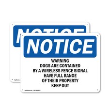  2 Pack Warning Dogs Are Contained By A Wireless OSHA Notice Sign Decal Metal