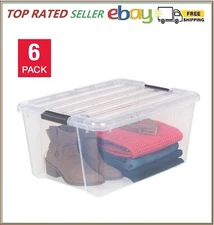 IRIS STORAGE CONTAINERS PLASTIC BINS STACKABLE TUBS BOXES WITH LIDS 45 QT ~ 6PK
