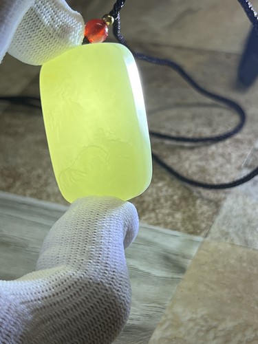 Colgante rectangular de montañas y aguas talladas a mano 100% jade hetiano - Imagen 10 de 11