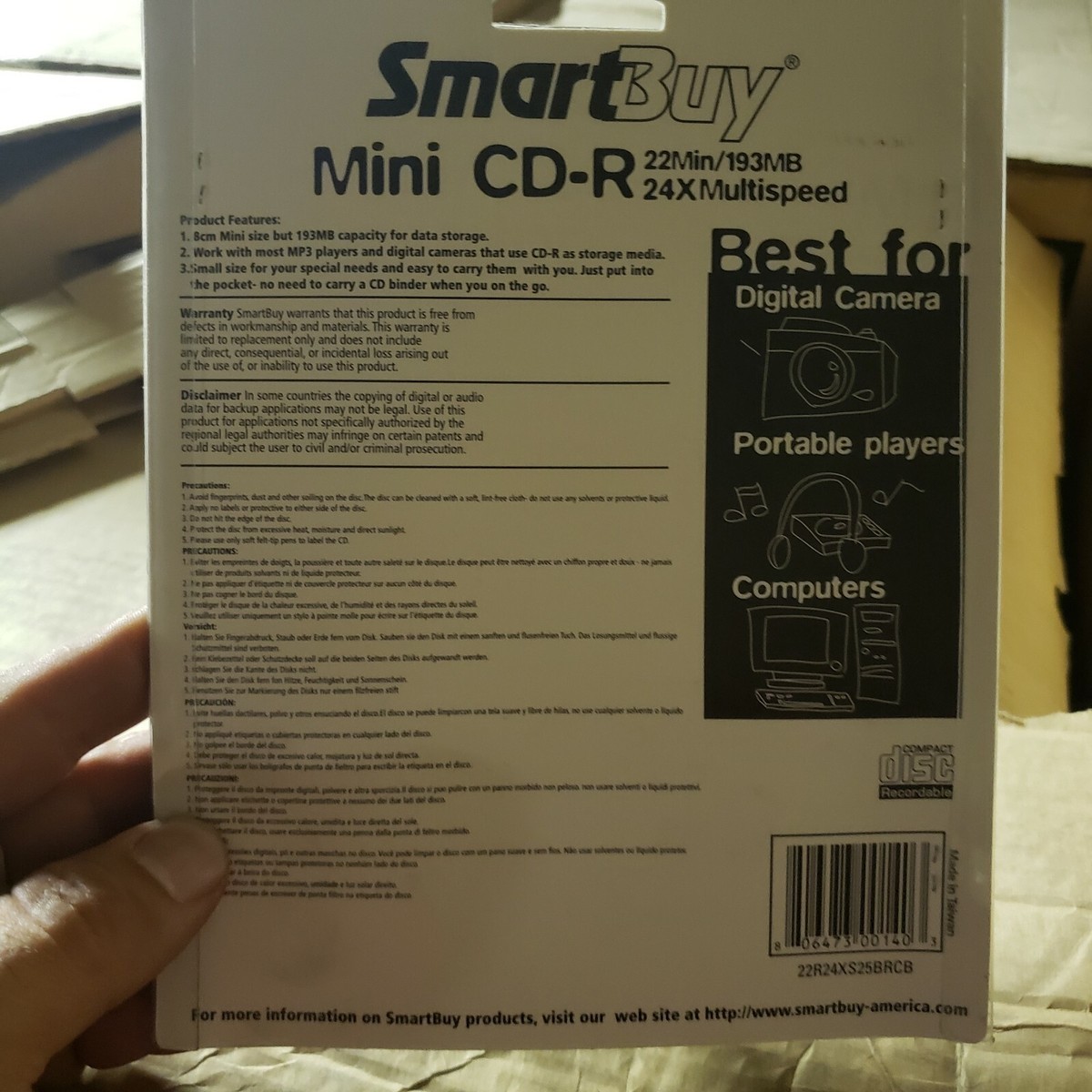 25x Mini CD-R 25 Pack 8cm 193 MB Mo 22 Minute 1x-24x Pocket CD-R