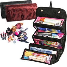 ROLL-N-GO MAKEUP CASE COSMETIC BAG ROLL UP TRAVEL POUCH SMART TOILETRY BAG