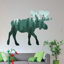 Moose Wild Animal Colored Wall Decals Forrest Pattern Home Vinyl Stickers AR247