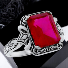 VINTAGE STYLE 4.50 CT SIMULATED RUBY 925 STERLING SILVER FILIGREE RING 2211