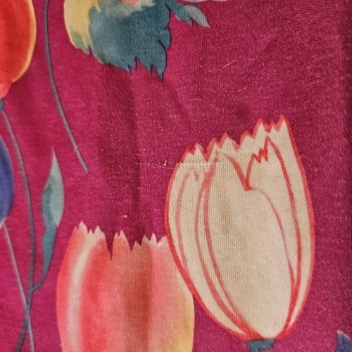 Moo Moo Womens Dress Robe Nightgown XL Used Fuchsia W/ Tulips Peoney's Handmade - Picture 4 of 14