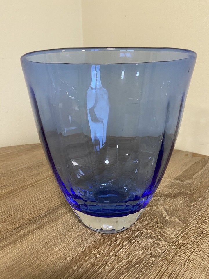 Mid Century Modern Scandinavian Art Glass Vase, Vibrant Blue, Handblown