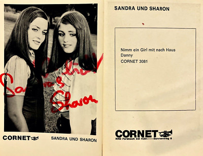 Autogramm Sandra und Sharon Schlager 67-69 Karte aus den 60er handsigniert  xyz