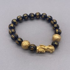 Feng Shui Black Obsidian Beads Bracelet Attract Wealth Good Luck Bangle