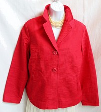 COLDWATER CREEk Red Cotton Silk Lightly Quilted Jacket Sz 10P Cute Back Details