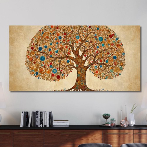 Arbre De Vie Peignant Des Cercles Et Des Couleurs Chaudes , avt23 tableau impres - Foto 3 di 6