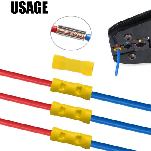 40pcs Yellow Electrical Wire Crimp Terminals Insulated Straight Butt Connectors - Picture 5 of 8