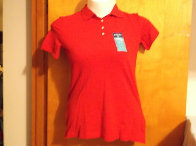 NEW LADY'S  ''RIDERS by LEE  RED  4 BUTTON ULTIMATE POLO   COTTON BLEND SHIRT 