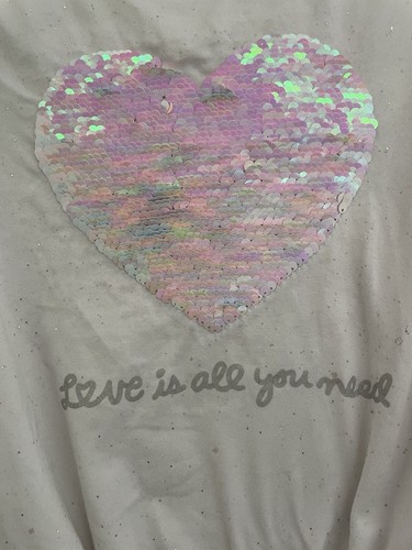 btween Kids Girls Flip Sequin Heart Tie Front Sparkly Long Sleeve Shirt White 6 - Picture 4 of 6