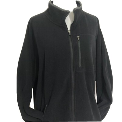 Mens Xersion Black and Grey Fleece Zipper Front Sweatshirt Lots Of Pocket  Sz XL