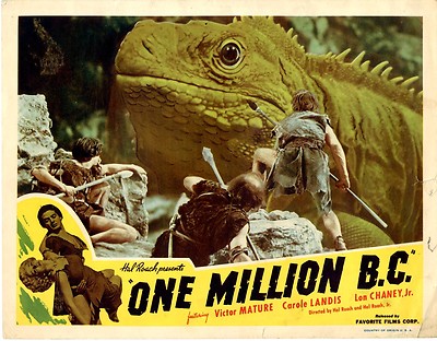 One Million B.C. R 1946  Lobby Card  VGF 2 pieces white tape on back 11 x 14  #1