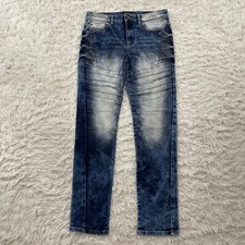 SOUTHPOLE Jeans Men 32x31 Y2k Streetwear Acid Fade Wash Blue Hip Hop Moto Denim