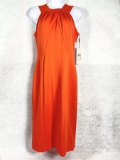 Calvin Klein Dress Women’s 4 Orange Sheath Ruched Neck Sleeveless New