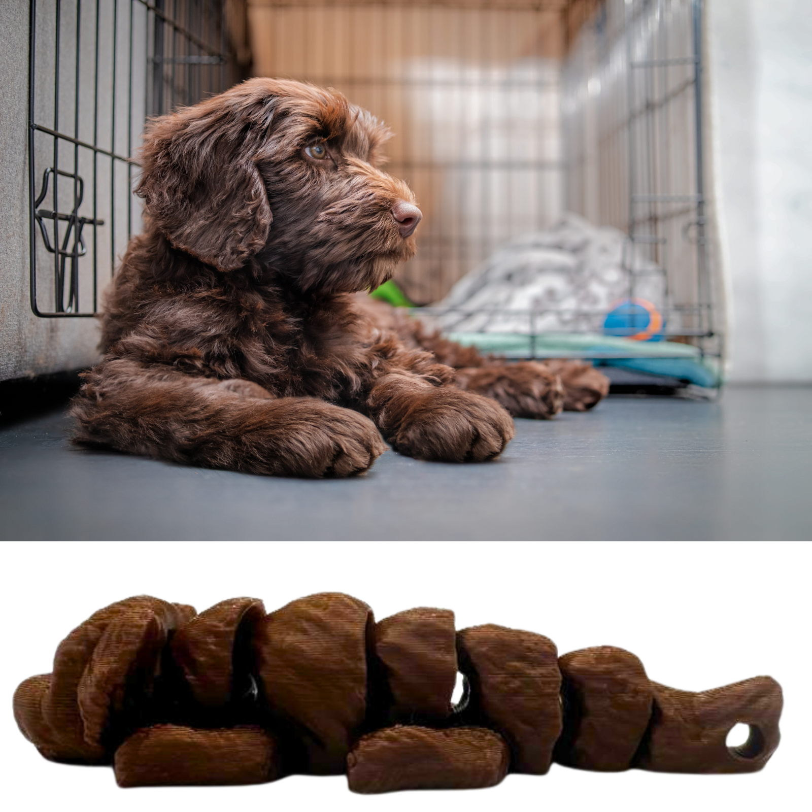 Brown Doodle Dog Keychain - Dual Color Articulated 3D Printed Keychain