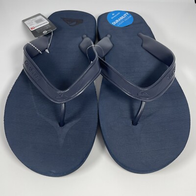 Quiksilver Flip Flop Sandals Thong Mens Size 13 Navy Blue Carver