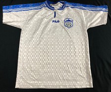 Vintage Fila Jersey Soccer Manhattan Kickers White Blue '80 Italy Size Small