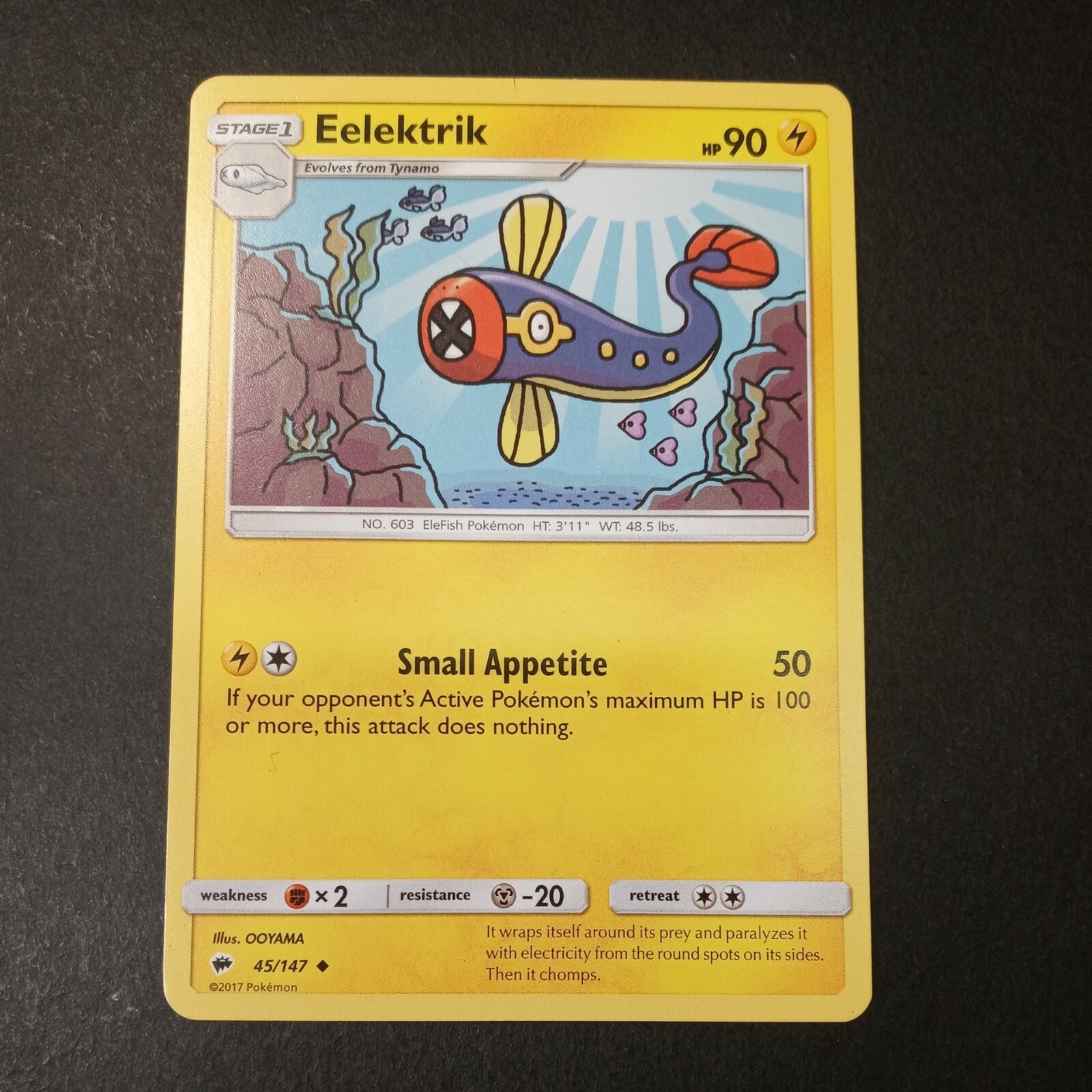 Pokemon Burning Shadows Eelektrik Uncommon Card 45/147 NM