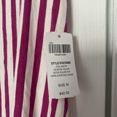 NWT Soma Cool Nights Collar Top Capri Stripe Size Medium | eBay