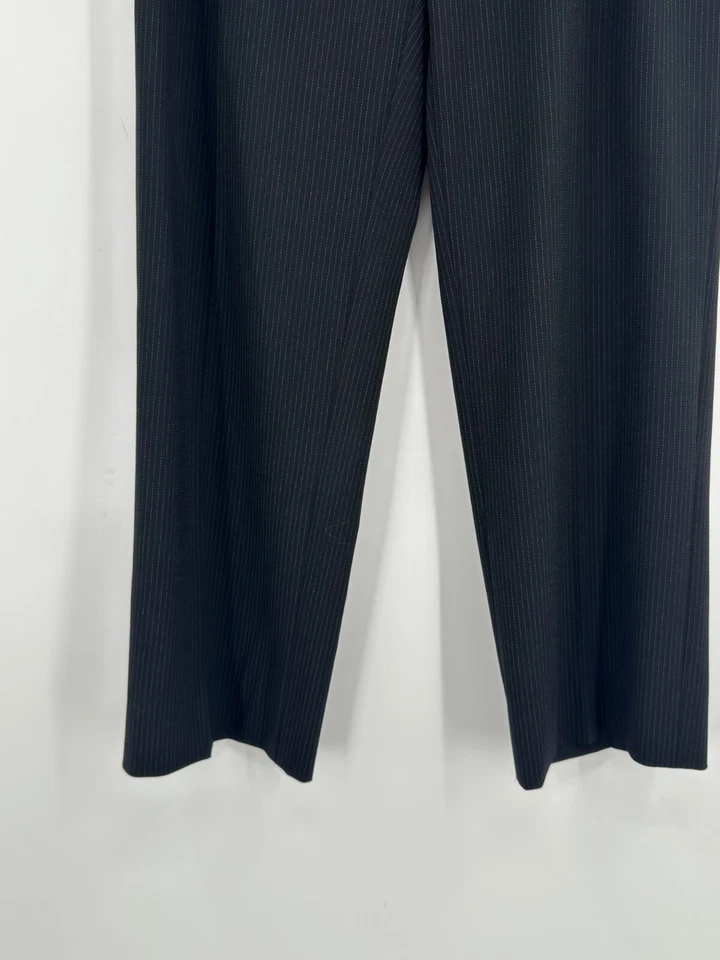 Pantalones de vestir Max Mara para mujer negros a rayas de lana pierna recta talla 14 Foto 3 de 4