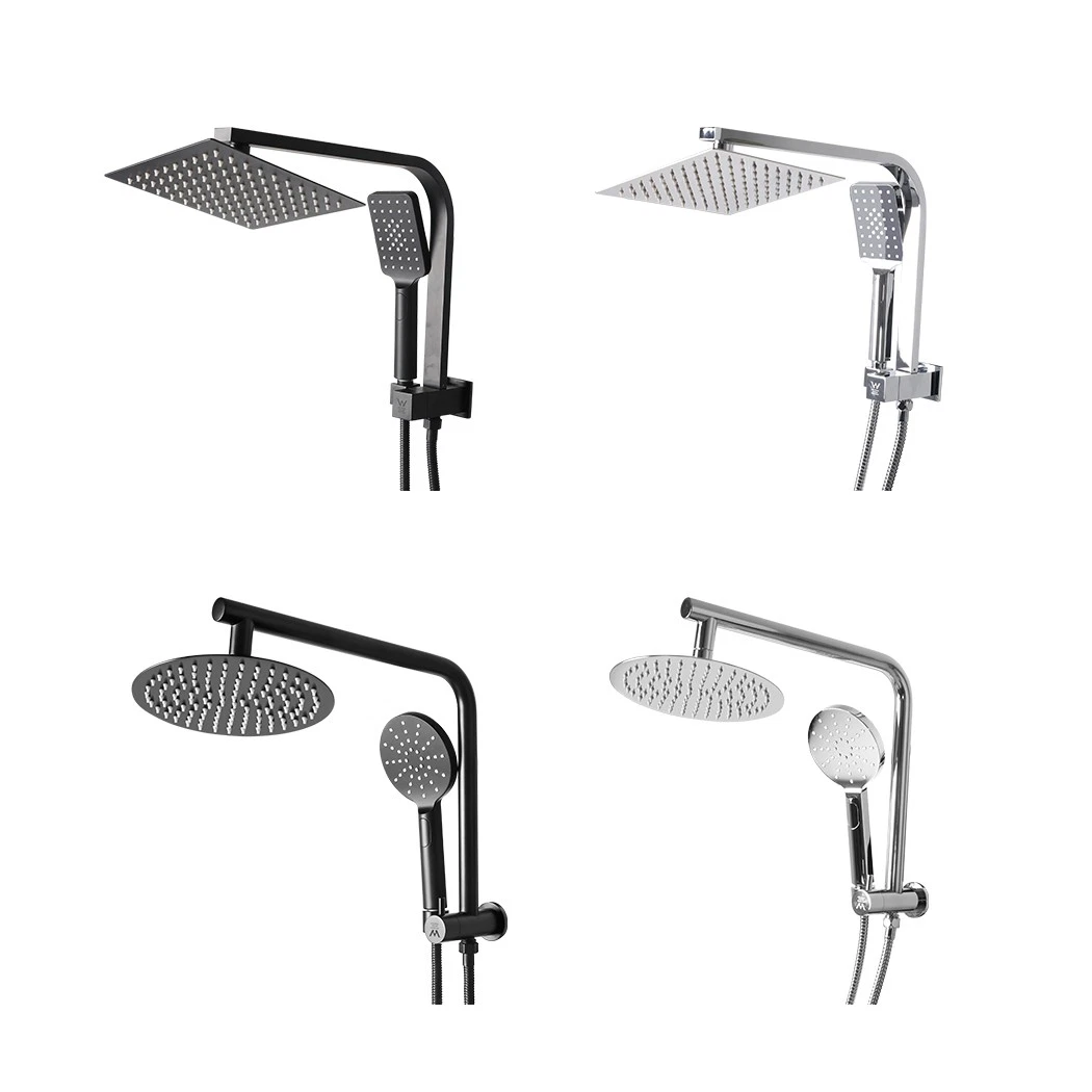 10'' Rain Shower Head Dual Set High Pressure Brass Mixer Taps Handheld Wall WELS
