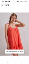 Anthropologie Coral Embroidered Tunic Dress Size L BNWT. Fully Lined. RRP £120