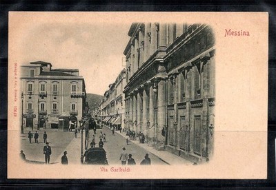 Messina 1899 Postkarte 100% animierte ungebraucht Via Garibaldi