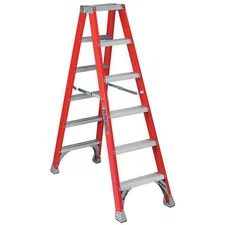 Louisville Fm1506 6 Ft Fiberglass Twin Stepladder, 300 Lb Capacity