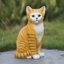 Outdoor cat Sculpture Garden Decoration Lawn Decoration, Yellow Kitten Statue...