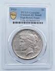 1921-P High Relief Peace Silver Dollar PCGS Genuine Cleaned AU Detail -  T280