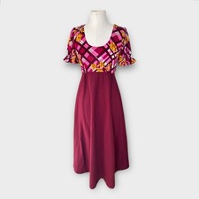 Vintage 70s Maxi Dress Empire Waist Boho Cottagecore Womens 9 Regencycore Retro
