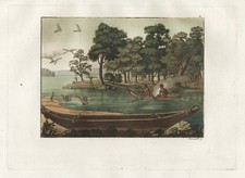 Tasmania Tasmania native boat Aquatinta akwatyna akwatyna etching ferrario 1820