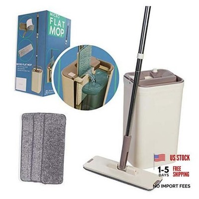 JFB Home Products Micro Flat Mop & Bucket System, Hands-Free Wringing Beige