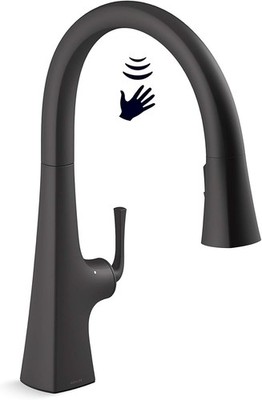 Kohler K-22068-BL Graze Touchless Pull Down Kitchen Faucet - Black