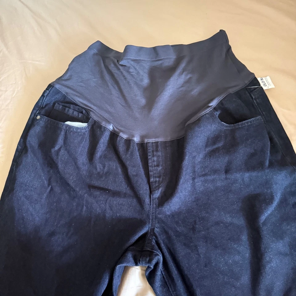 Old Navy Maternity Full Panel Dark Wash Distressed Hem Jeans Size 18 - Image 2 of 4