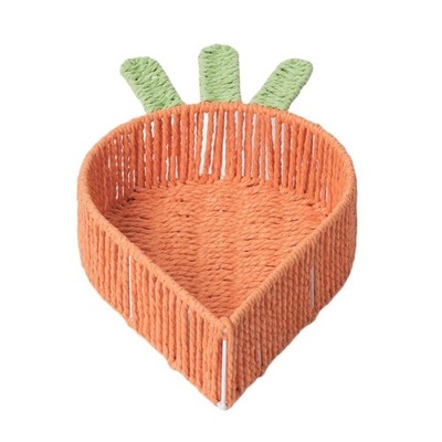 Handmade Rattan Carrot Basket for Dining Table Centerpieces Serving Tray