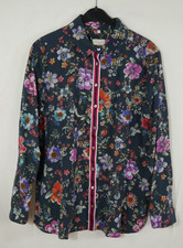 MILANO ITALY Traumhafte Bluse Blau Bunt Blumen Baumwolle Größe DE 42/44 WIE NEU!