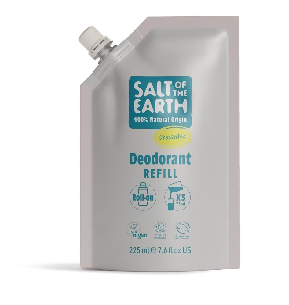 Salt of the Earth, Unscented Roll on Deodorant Refill Pouch 225ml - Image 2