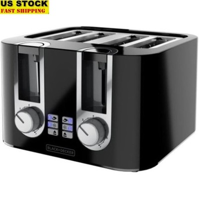 4 Slice Wide Slot Toaster High Lift Bagels Breads 7 Shade Settings Crumb Tray US