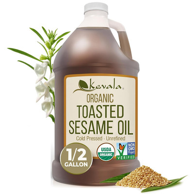 Organic Toasted Sesame Oil   Cold-Pressed, Unrefined, Pure Sesame Seed Oil for C